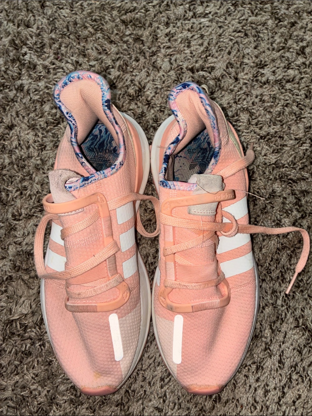 adidas Peach Women’s Running Sneakers with White Stripes